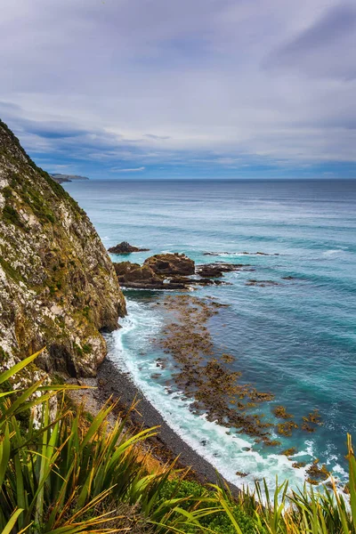 Pôr Sol Uma Tempestade South Island Nova Zelândia Pitoresca Costa — Fotografia de Stock