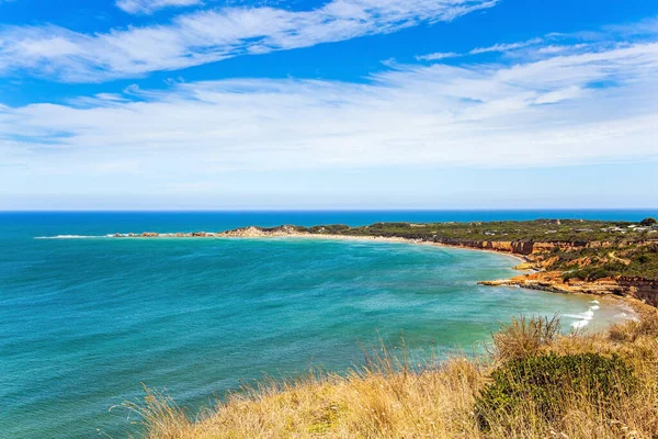 Côte Pacifique Plage Sable Reste Rocher Australie Voyage Dans Hémisphère — Photo