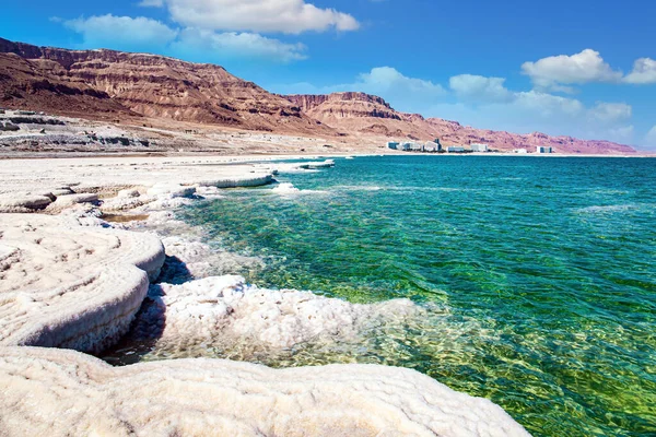 Najbardziej Słone Jezioro Świecie Morze Martwe Izraelskie Wybrzeże Ciepła Zima — Zdjęcie stockowe