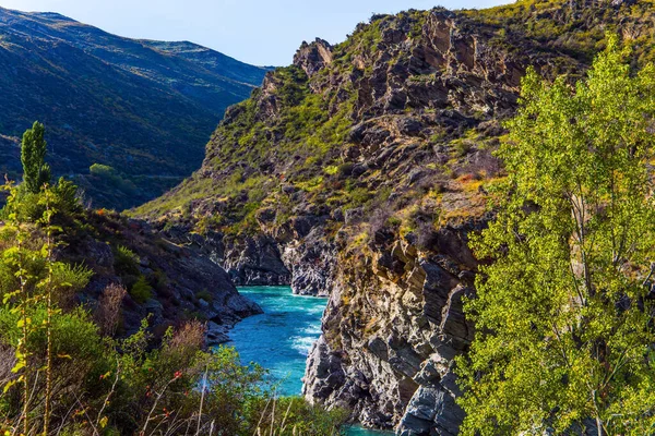 Scenic Spots New Zealand Mountainous Rapid River Melted Glacial Water — Stock Photo, Image