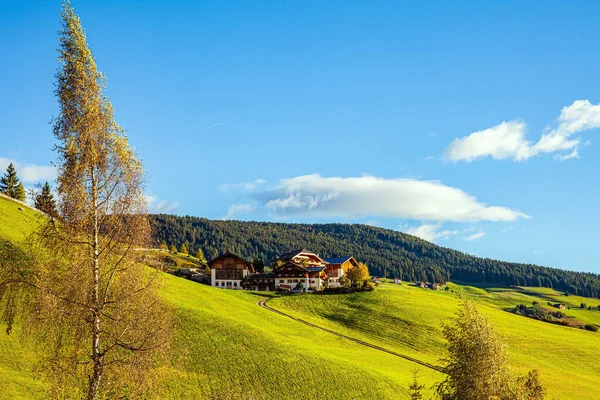 Bela Aldeia Nas Dolomitas Santa Maddalena Pôr Sol Fabulosamente Belo — Fotografia de Stock