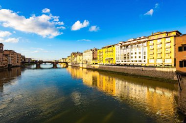 Palazzo on the embankment of the Arno river. Magnificent Florence. The administrative center of the region of Tuscany. Magnificent Renaissance architecture. Wonderful winter day. Italy. 