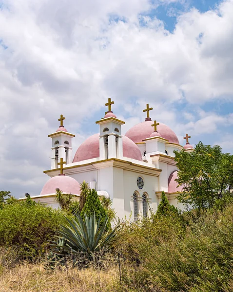 Greek Orthodox Monastery Twelve Apostles Capernaum Israel Tropical Park Church — Fotografia de Stock