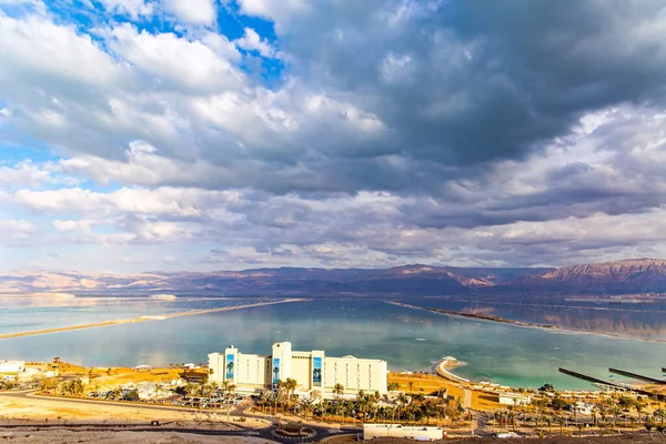 Israel Dead Sea Hotel Shore Dead Sea Cloudy Clear January — Zdjęcie stockowe