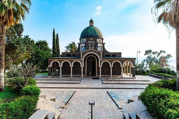 Mount Beatitudes Hill Galilee Israel Shores Lake Kinneret Church Beatitudes — 图库照片