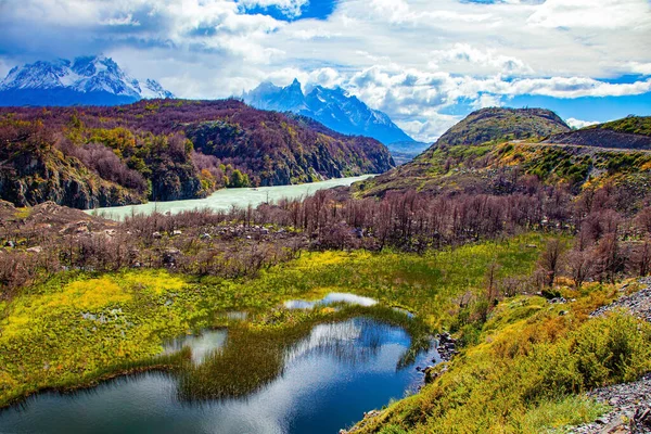 Magnificent Park Torres Del Paine Picturesque River Gray Fed Glacial — Fotografia de Stock