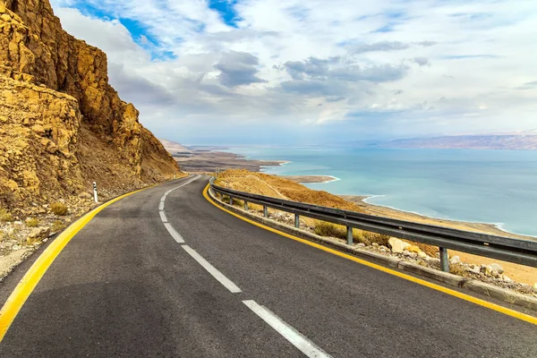 Israeliska Kusten Motorvägen Går Längs Döda Havets Kust Naturens Stora — Stockfoto