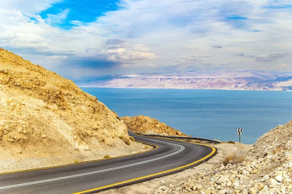 Israel Jordanien Der Gegenüberliegenden Küste Des Meeres Wird Von Der — Stockfoto