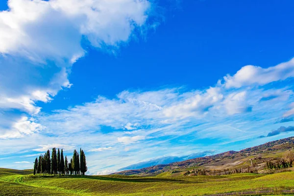 Belleza Mágica Provincia Toscana Cielo Enorme Sobre Pintorescas Colinas Italia —  Fotos de Stock