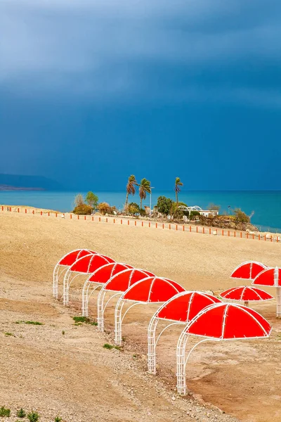 Döda Havet Israeliska Kusten Den Exotiska Semesterorten För Behandling Och — Stockfoto