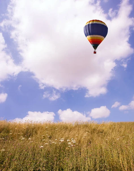 Southern Israel Huge Multi Colored Balloon Flies Grass Field Magnificent — Stock Photo, Image