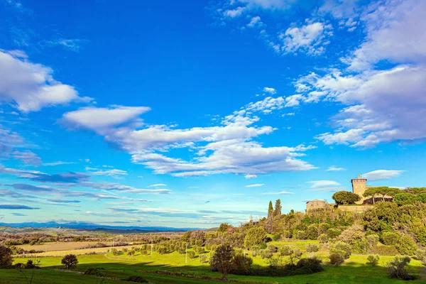 Beleza Mágica Província Toscana Itália Nascer Sol Estrada Terra Cênica — Fotografia de Stock