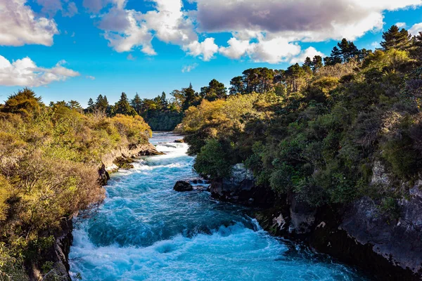 Rumbling Stormy Frothy Waterfall Huka Falls Waikato River North Island — Stock Photo, Image