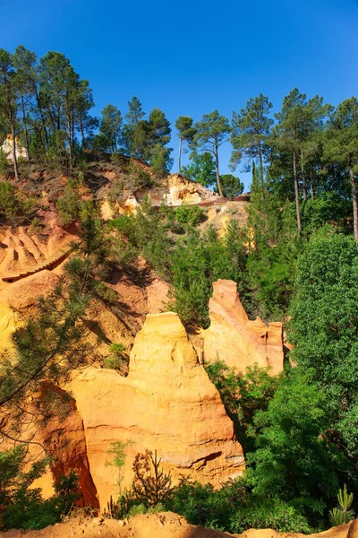 Bizarre Ocher Rocks Walk Most Beautiful Red Yellow Orange Route — Stock Photo, Image