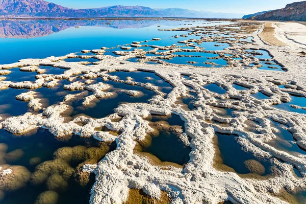 Photo Taken Drone Magic Dead Sea Evaporated Salt Forms Bizarre — Photo