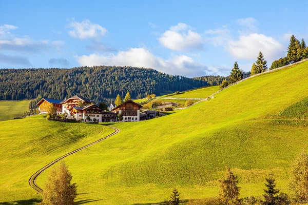 Het Mooie Dorpje Dolomieten Santa Maddalena Zonsondergang Prachtig Mooi Dal — Stockfoto