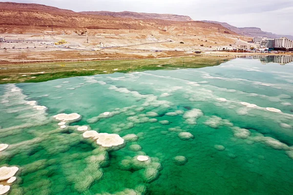 Salt Evaporated Water Forms Bizarre Patterns Shallow Sea Water Dead — Stock Photo, Image