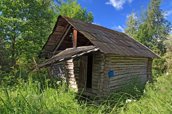 Hunter's hut in een groen bos — Stockfoto