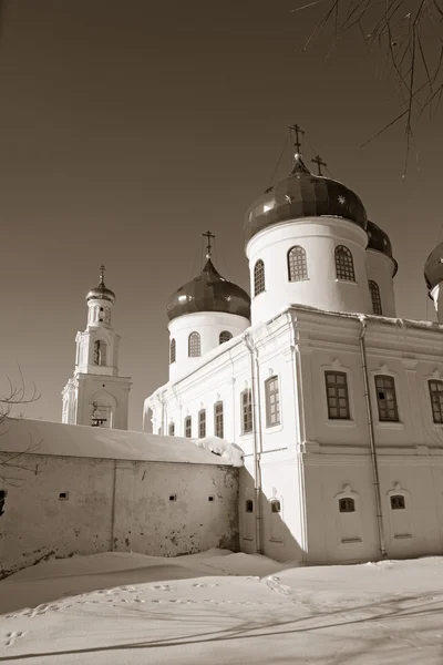 Chiesa cristiana su territorio del priorato ortodosso, seppia — Foto Stock