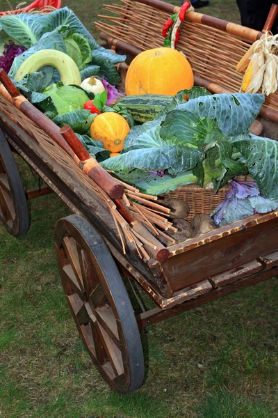 Vegetables in cart on rural market — Stock Photo, Image