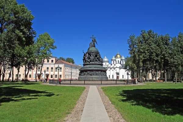 Памятник тысячелетию России в Великом Новгороде — стоковое фото