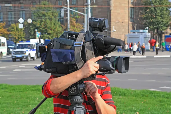 Operator on town street — Stock Photo, Image