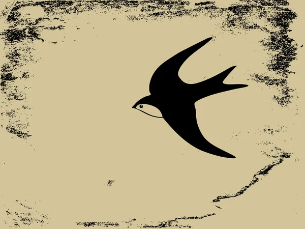 Swallow silhouet op grunge achtergrond, vectorillustratie — Stockvector