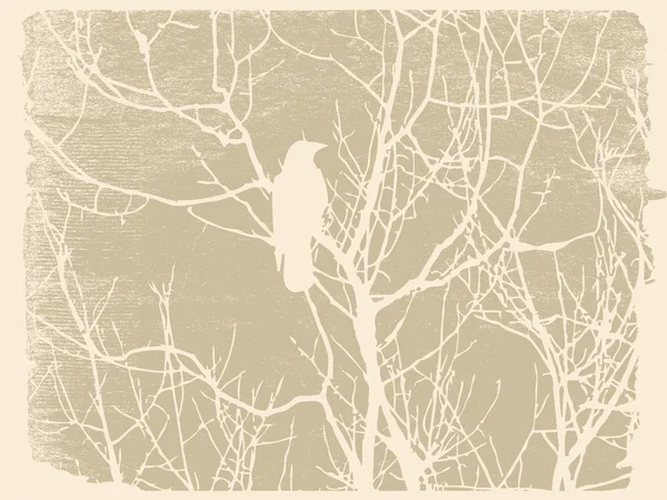 Птичий силуэт на фоне гранжа, векторная иллюстрация — стоковый вектор