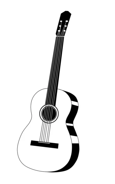 Guitar drawing on white background, vector illustration — Stock Vector