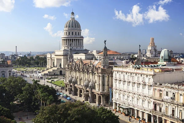 Capitolio and Grand Theater of Havana. Stock Photo