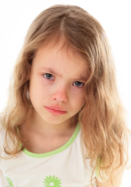 Upset little girl protests. — Stock Photo, Image