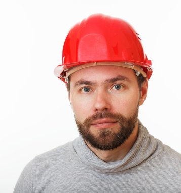İnşaat işçisi kırmızı kask.