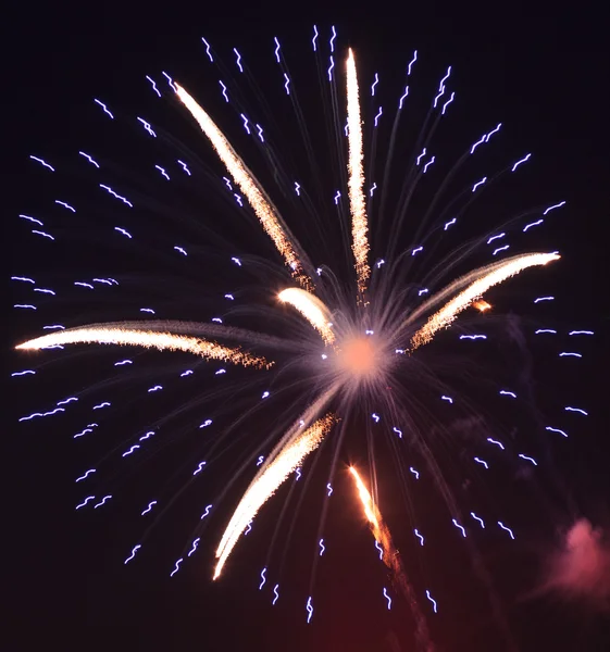 Wunderschönes Feuerwerk am Nachthimmel. — Stockfoto