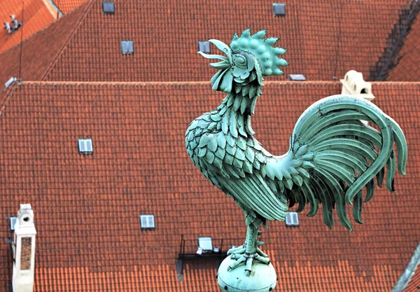 Rooster på tornet av Sanktt vitus-domkyrka. — Stockfoto