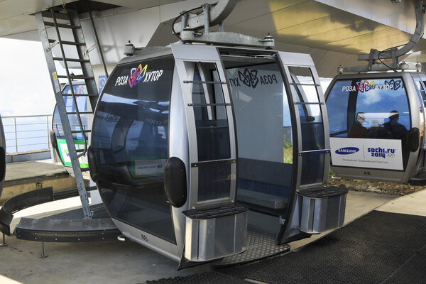 Gondola lift "Rosa Khutor" in Krasnaya Polyana.