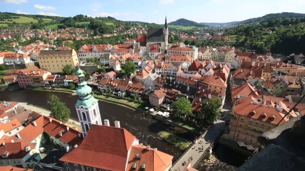 Historyczne centrum miasta Český krumlov. Widok timelapse — Wideo stockowe