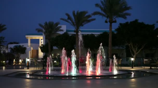 Цветной фонтан в отеле Sultan Gardens Holiday Inn — стоковое видео