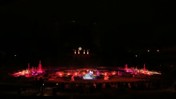 Krizik Fountain performance em Praque (show noturno ). — Vídeo de Stock