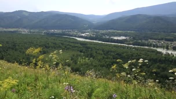 Panorama Altajské hory mount krvavé prstu. Rusko. — Stock video