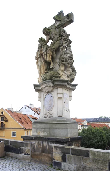 Statue of St. Luthgard (Dream of St. Luthgard). Charles Bridge i — Stock Photo, Image