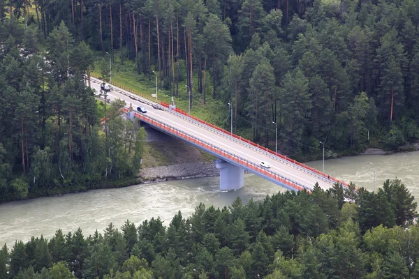 Nuovo ponte sul fiume Katun — Foto Stock