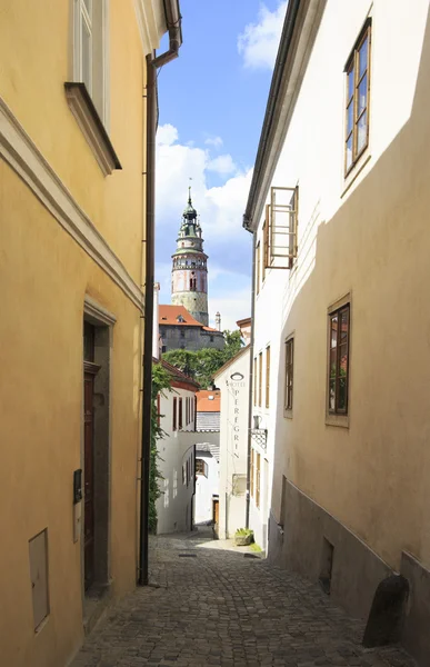 Architektury w zabytkowym centrum miasta cesky krumlov. — Zdjęcie stockowe