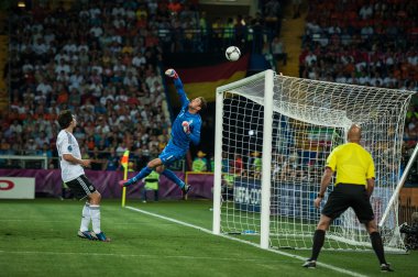 Hollanda futbol sırasında eylem vs Danimarka Avrupa Futbol Ligi'nde maç