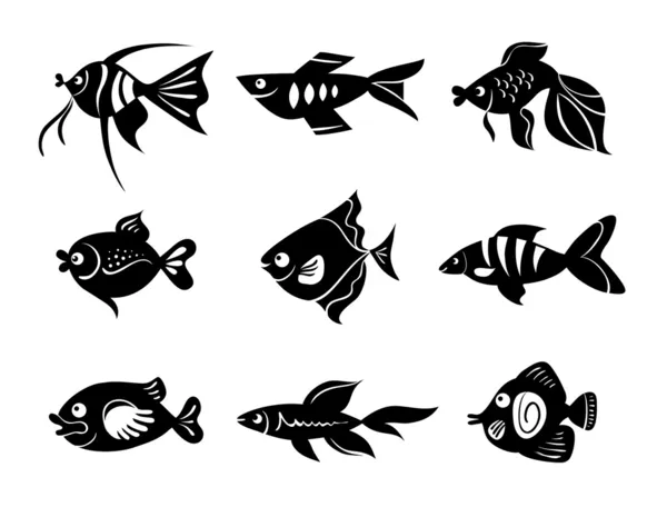 Juego de iconos de peces — Archivo Imágenes Vectoriales