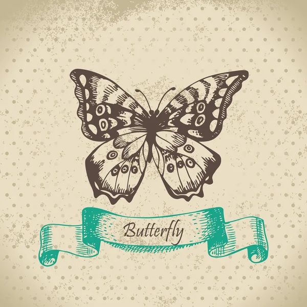 Schmetterling. Handgezeichnete Illustration — Stockvektor