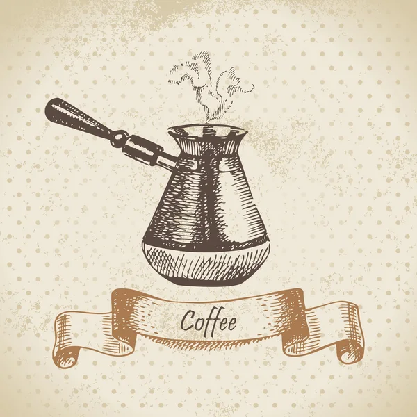 Cafetera. ilustración dibujada a mano — Vector de stock