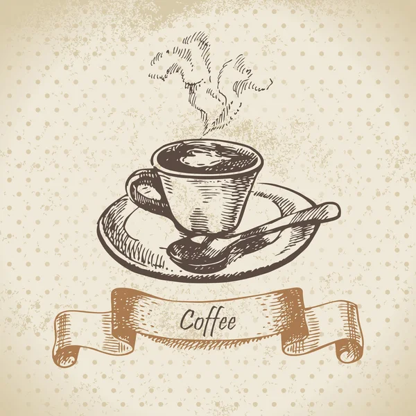 Una taza de café. ilustración dibujada a mano — Vector de stock