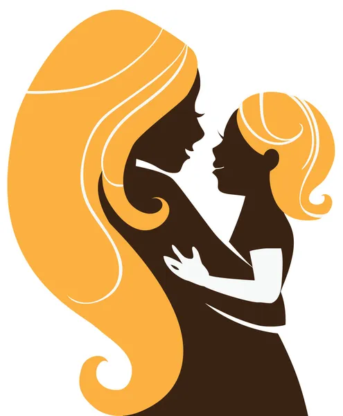 Bella silhouette madre con bambino — Vettoriale Stock