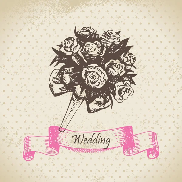 Bouquet de mariage. Illustration dessinée main — Image vectorielle