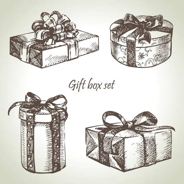 Een set geschenkdozen. Handgetekende illustratie Vectorbeelden